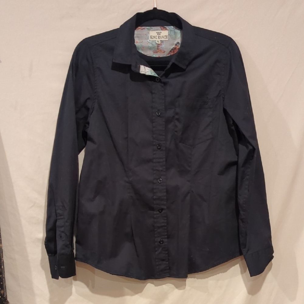 King Ranch Women's Black Button-Up Western Shirt